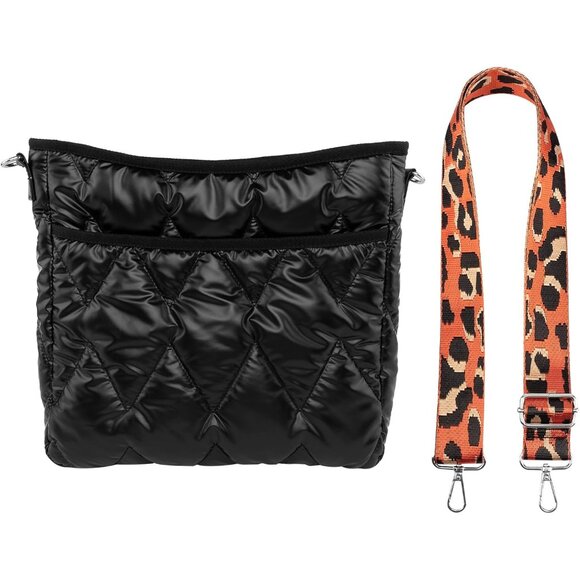 Quilted Cotton Puffer Crossbody Bag with Adjustable Strap for Women - Picture 7 of 8